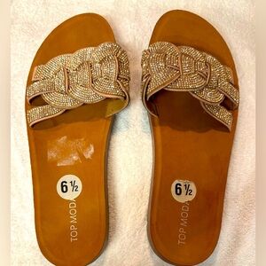 TOP Moda Women's Brown Rhinestone Sandals | Sz 6 1/2
